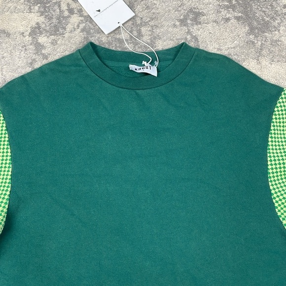 NWT Krost Chevron Combo Crewneck in Botanical Garden Green Sz S - Picture 10 of 13